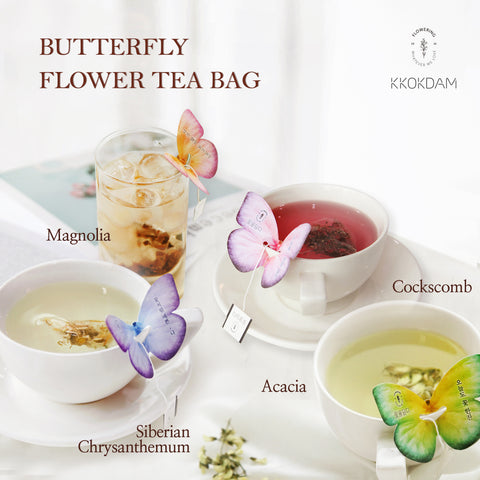 韩国 KKOKDAM 一花一茶 高级茶 - 3种蝴蝶花茶包礼盒(粉红9个装)