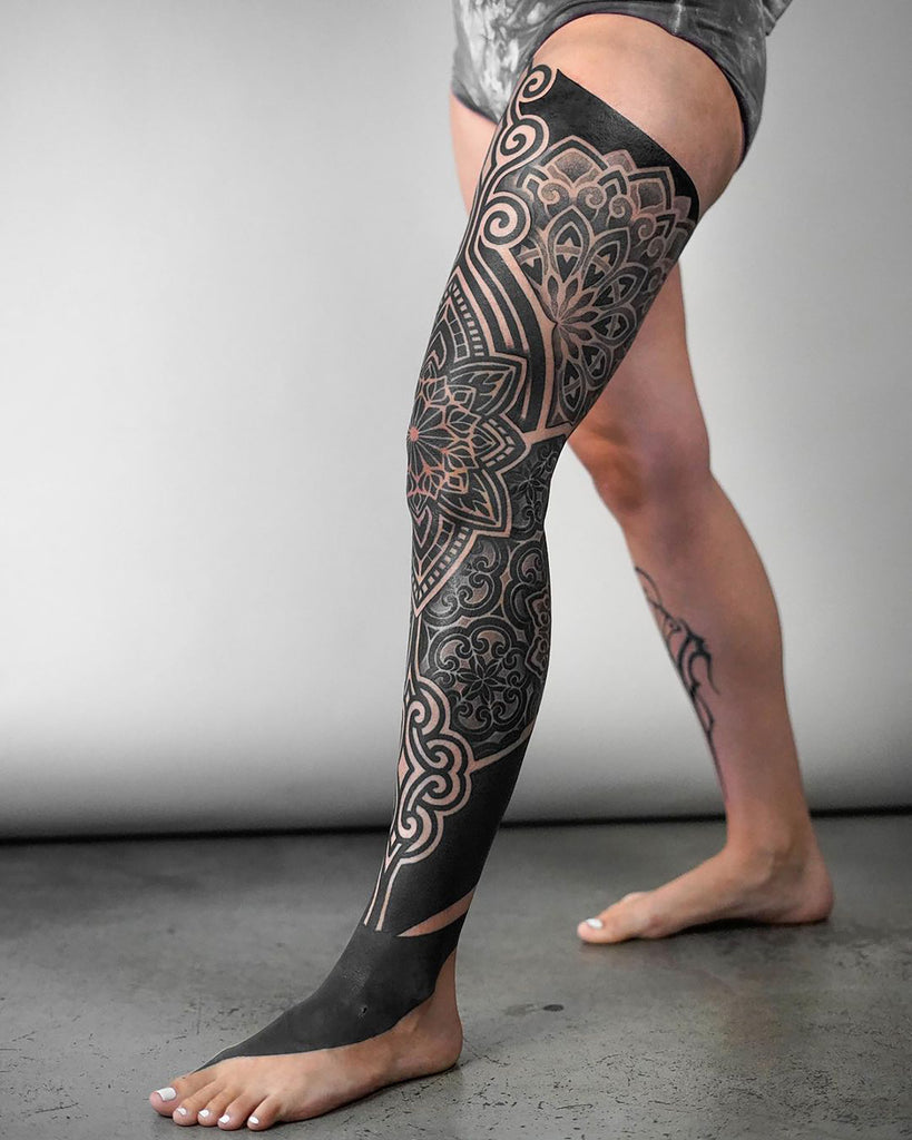 Black & White leg sleeve  Leg tattoos women, Full leg tattoos, Leg tattoos