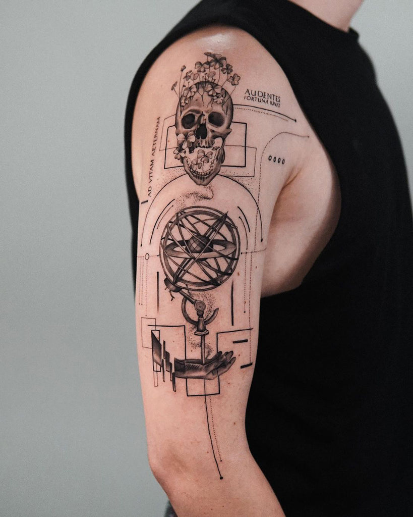 Large Death Skull Snake Flower Temporary Tattoos For Women Men Adult  Skeleton Fake Rose Tattoo Sticker