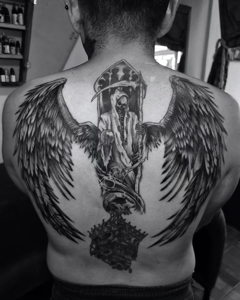 Angel Full Back Tattoo – INKVASION Tattoo Studio · SINGAPORE