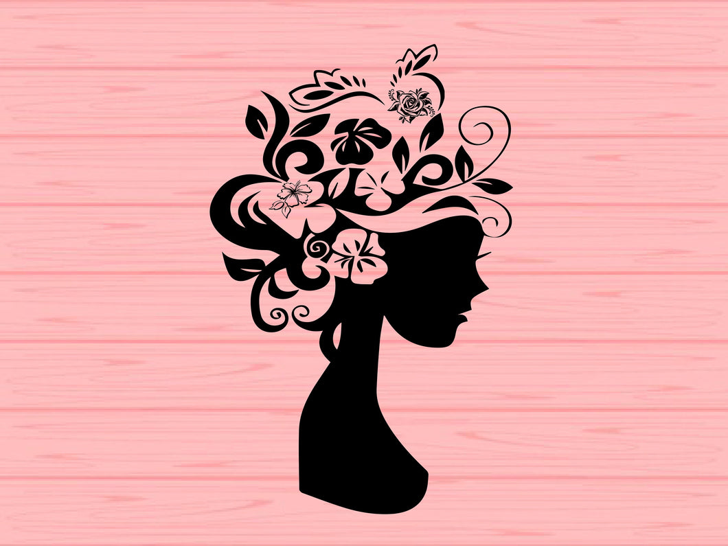 Woman Svg Flowers Svg Floral Woman Svg Woman With Flower Head Svg Digitalsbox