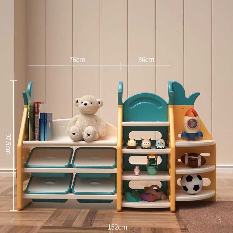 Kids Toy Storage 3-in-1 Organiser | Bookshelf Corner Rack w/ Plastic Bins babiesdecor.myshopify.com