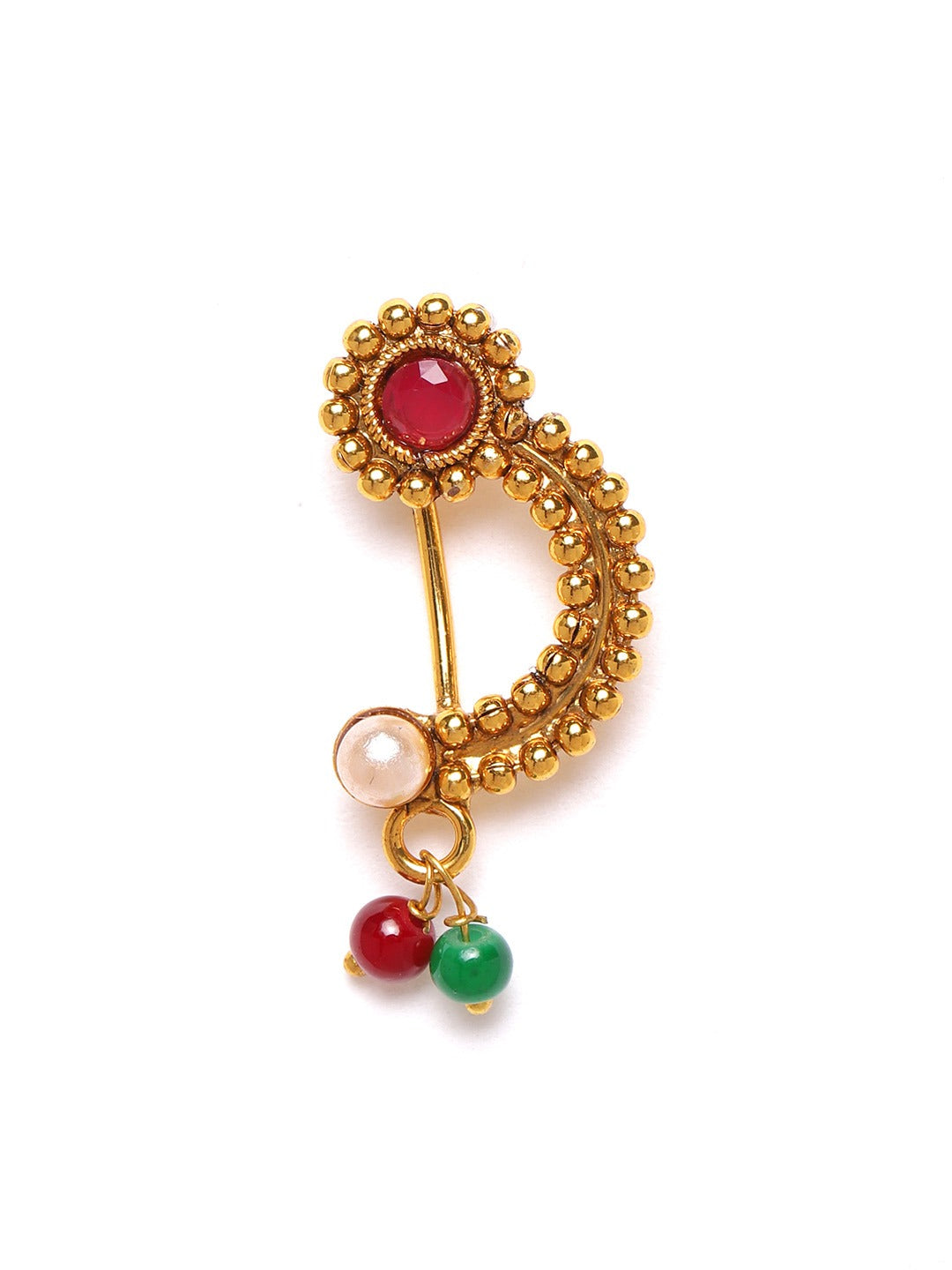 Buy Gargish Maharashtrian jewellery traditional nath nose ring Without Piercing  Marathi Nose Pin For Women (Design 1) at Amazon.in