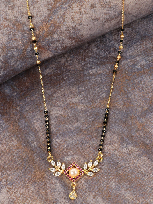 Designer Beaded Mangalsutra In Black Spinal Beads With AD Balls By Gehna  Shop