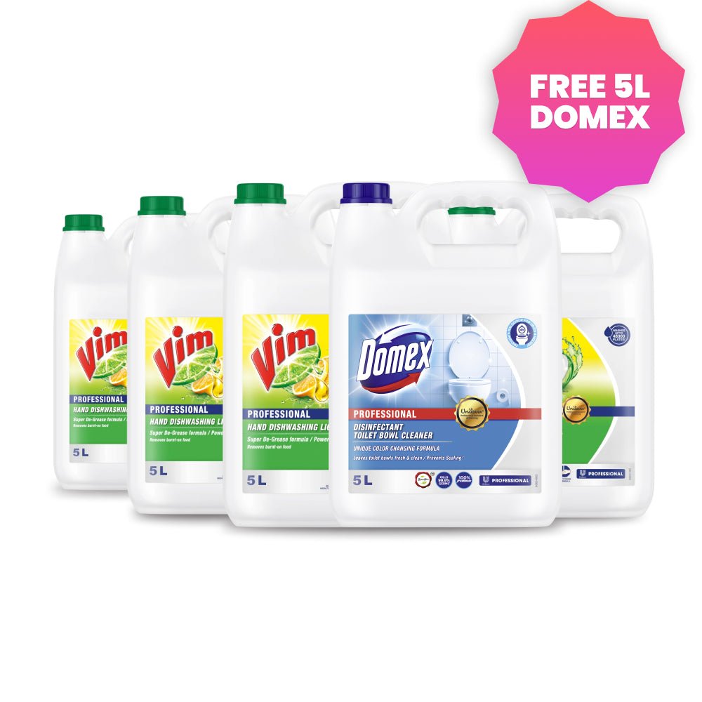 Vim Megapack + FREE Domex Toilet Bowl Cleaner 5L — Unilever