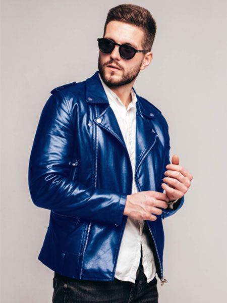 men-blue-leather-jacket-with-blue-jeans-and-white-collar-shirt