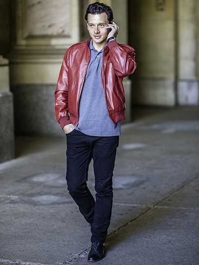 men-burgundy-leather-jacket-with-black-chinos-and-formal-lace-boots