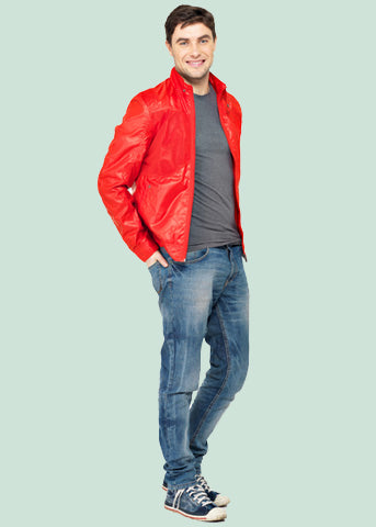 men-in-red-cafe-racer-jacket-with-gray-shirt-and-blue-jeans-and-joggers