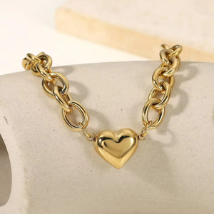 Love Locked Chunky Heart Bracelet - Rye Bell