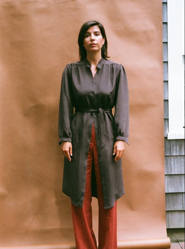 Silk Shirtdress/Trench, Sandalwood