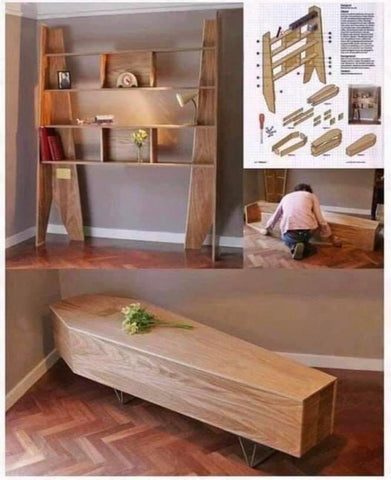 coffin, casket, bookshelf, pre-use, green burial, funeral, Melbourne