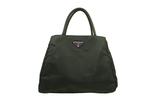 Green Nylon Tessuto City Tote Bag