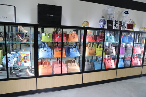 A wall of Hermès is on display at Max Pawn.