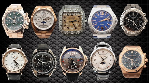 A collage of luxury watch brands at Max Pawn