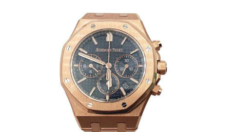 Audemars Piguet 41 Royal Oak 18k Rose Gold Black Dial Watch