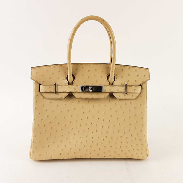 Hermes Beige Ostrich Birkin 30CM Handbag (OERZX) 144020001064 KS/DU – Max  Pawn