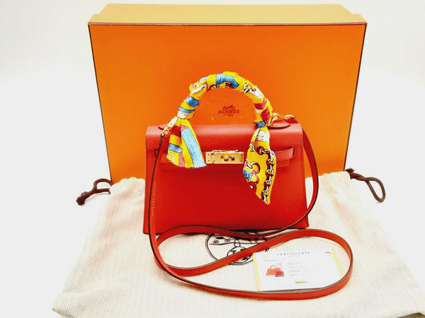 Hermes Kelly Sellier Bag 25cm Rouge Tomate Red Epsom Gold Hardware