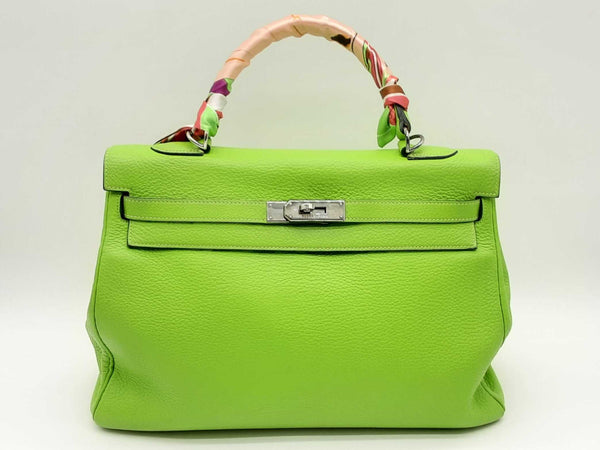 Hermes 28cm Vert Anis Togo Leather Sellier Mou Kelly Bag with, Lot #58147
