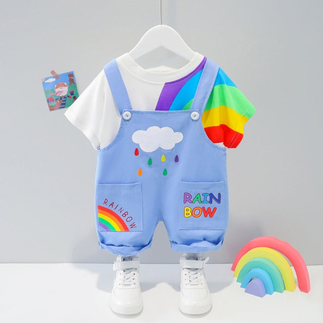 Baby Boy Girl Summer Cute T-shirt + Jumpsuit 2pcs outfit