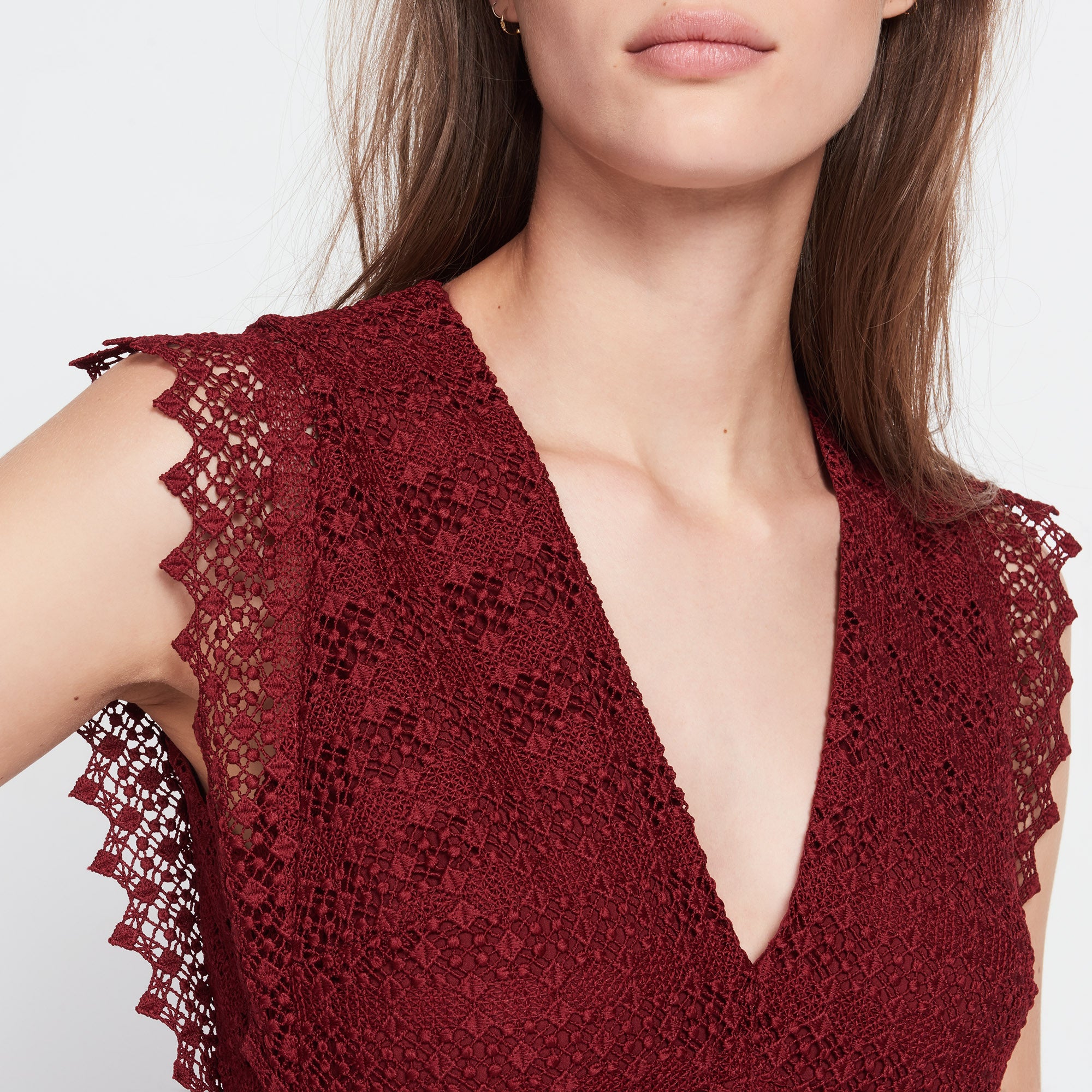 sandro red lace dress