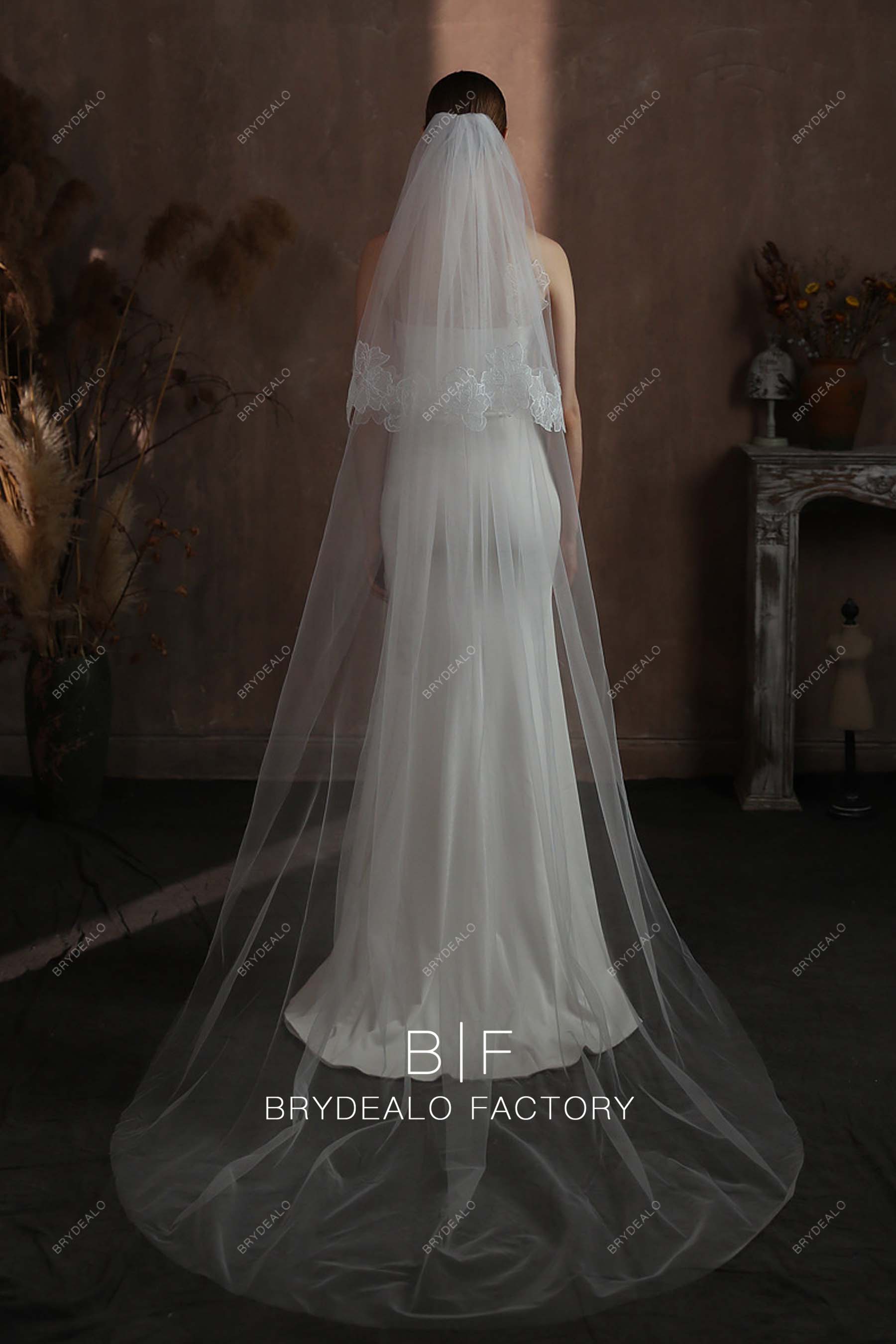 Brydealo Factory Two-Tier Cathedral Length Ruffled Bridal Veil