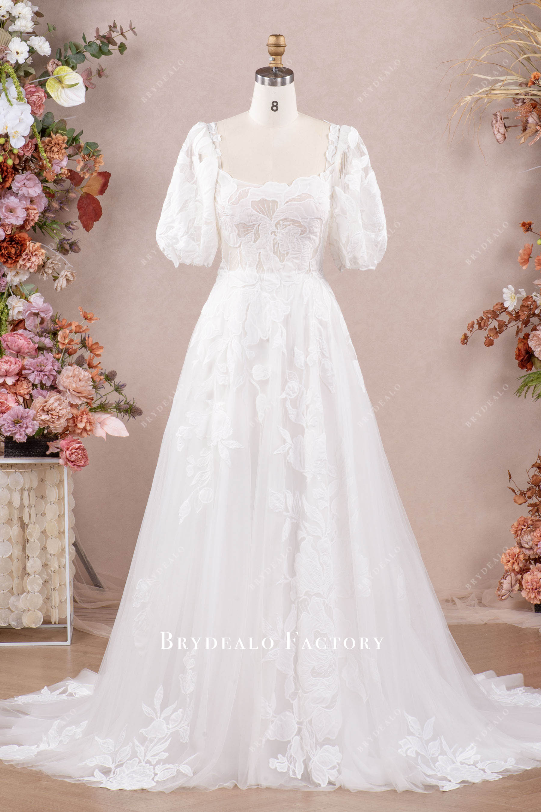 Short Waist Wedding Botanical Embroidery Bridal Veil for $43.99 – The Dress  Outlet