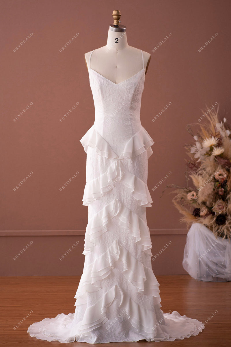 Simple Ruffled Straps Ruffled Wedding Dress