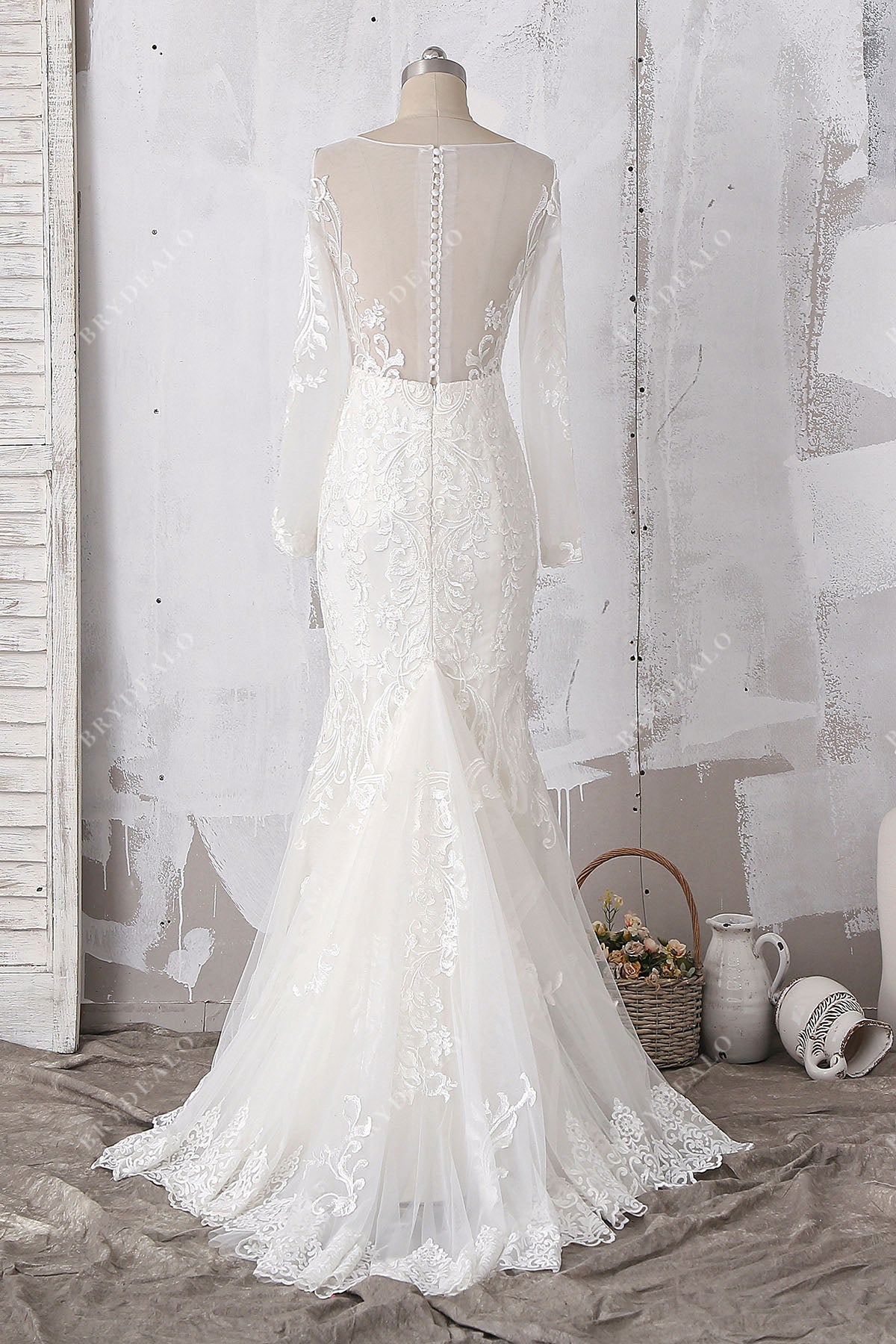 designer-lace-long-bustle-mermaid-wedding-dress-brydealofactory