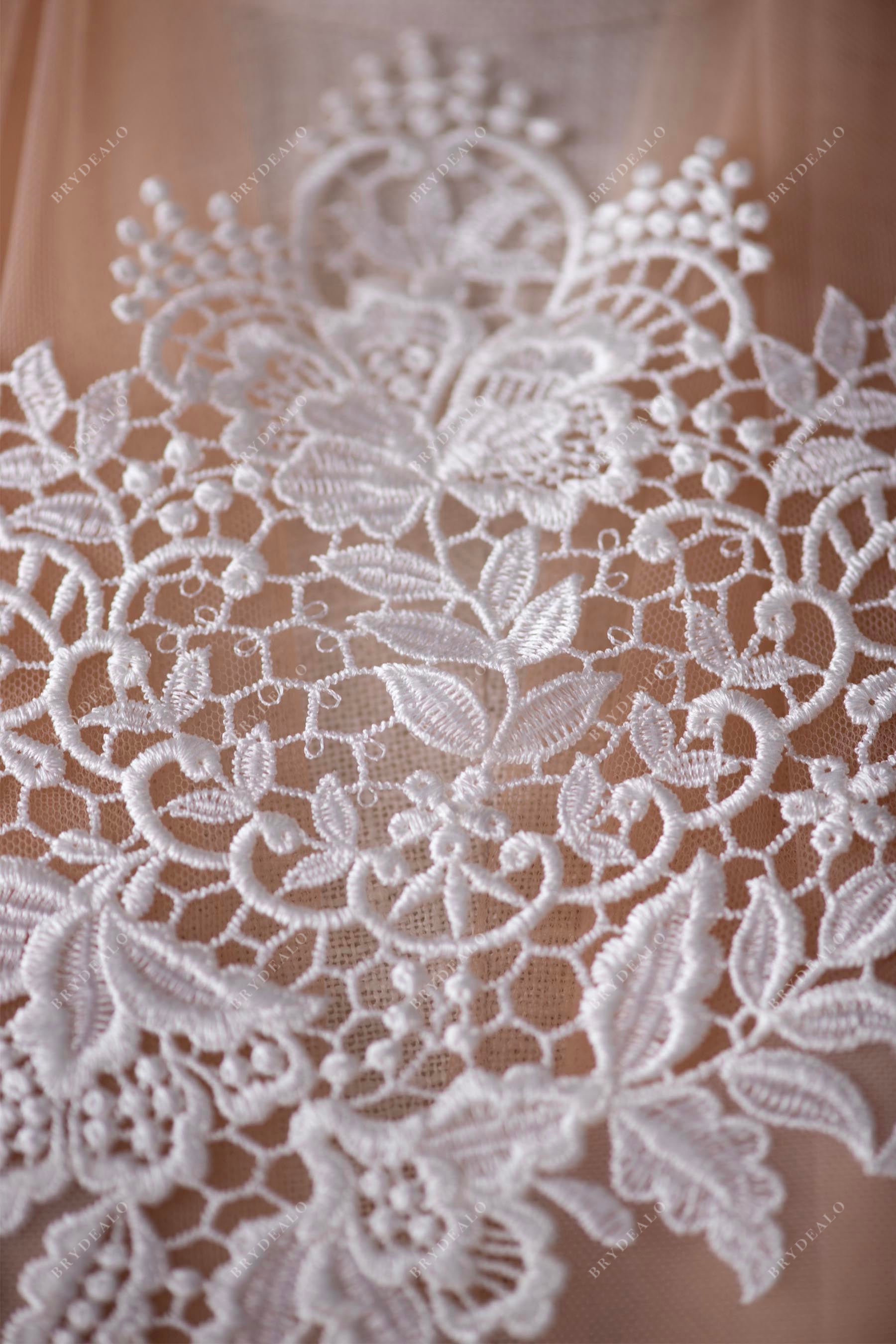 Champagne Embroidered Flower Lace - Aldira