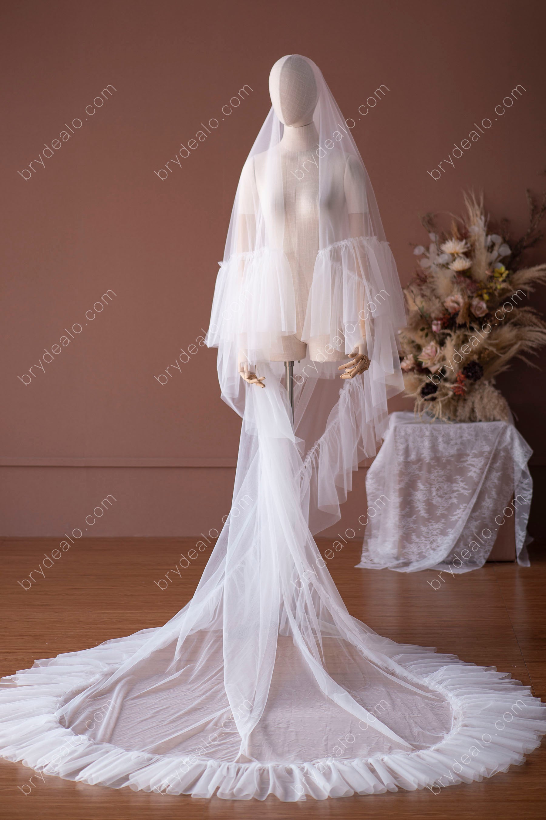 Plain Cathedral Length Tulle Veil - Charlie Veil — Loulette Bride