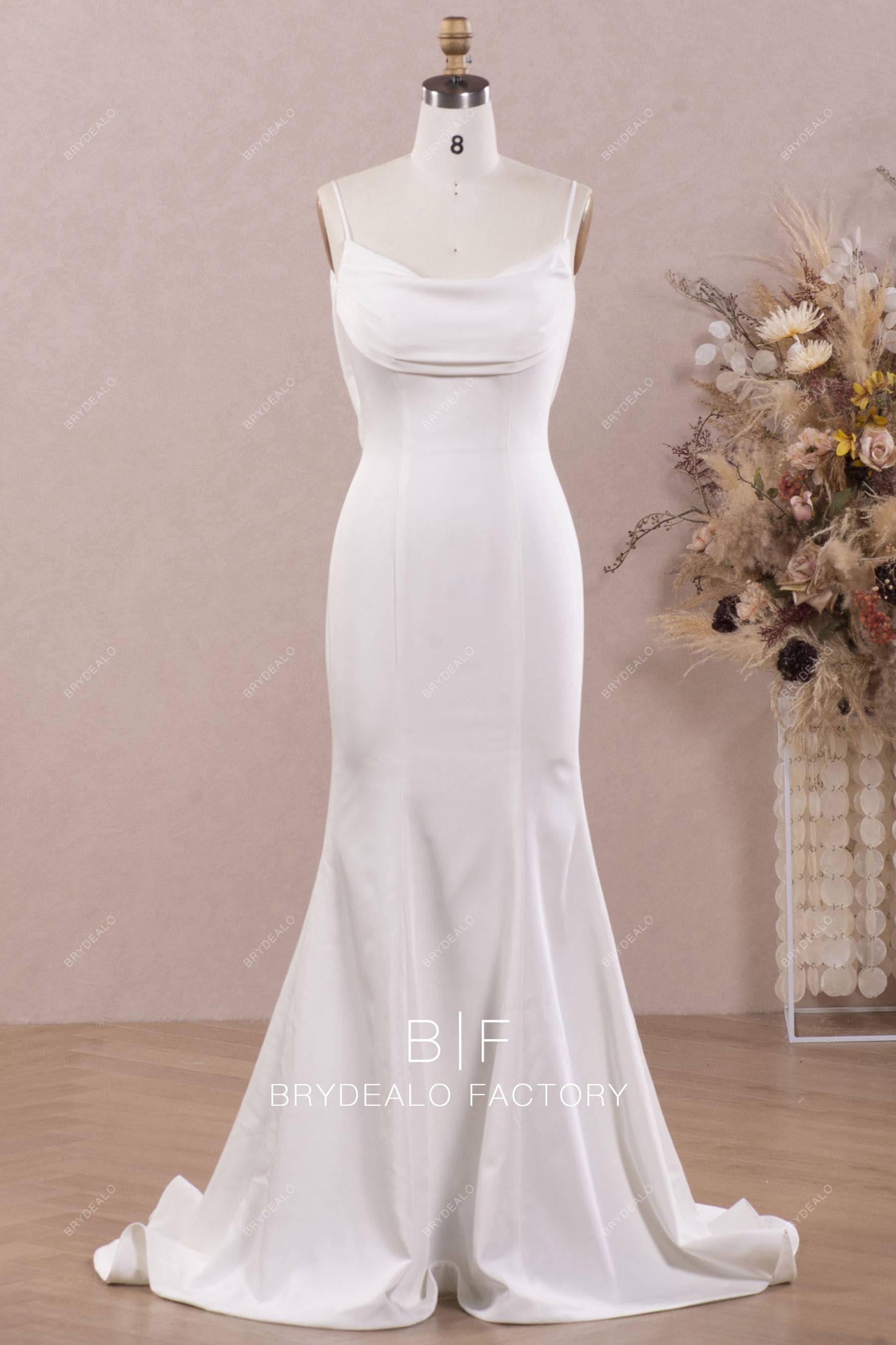 Cowl neck Satin mermaid wedding dress – La Novale Atelier