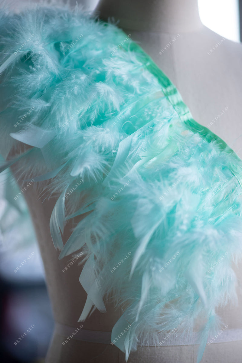 designer sage green fluffy feather