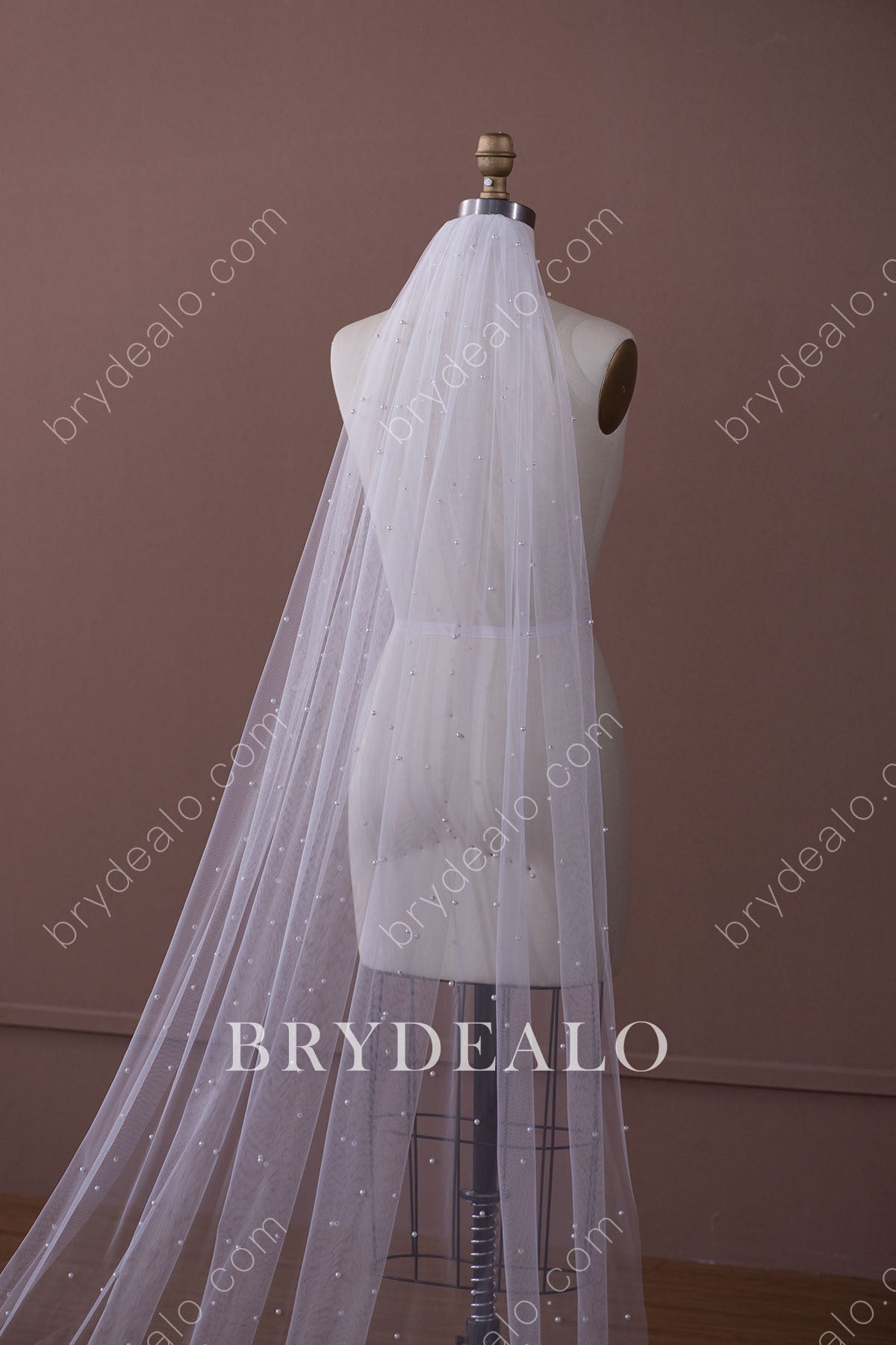TOPQUEEN V09 Wedding Veil with Pearls 5 Meter Long Bridal Veils Beaded  Cathedral Length 3M wide Dramatic Single Tier Pearl Veil