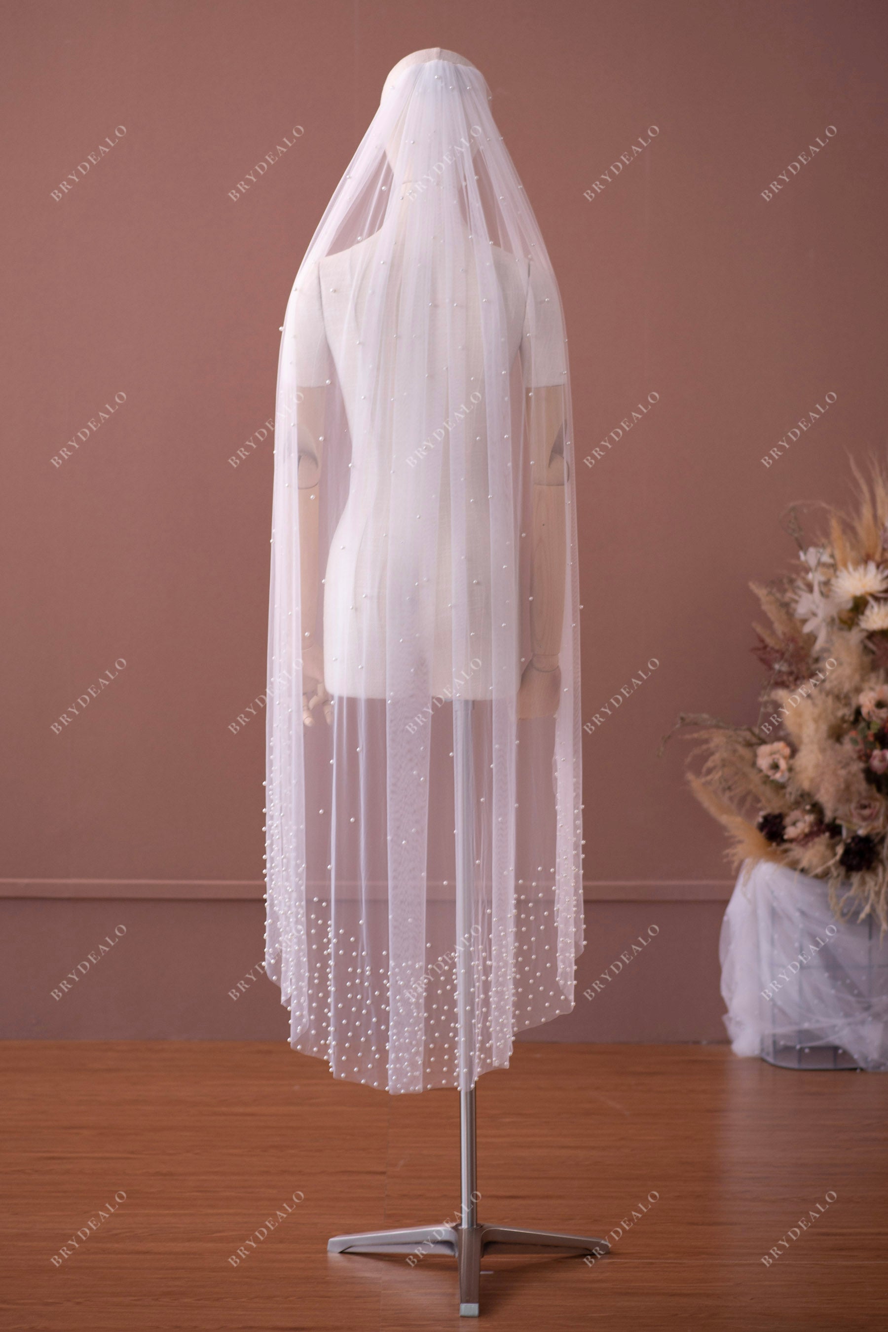 Pearl Wedding Veil Wedding Veil Chapel Bridal Modern Fingertip Veil Ivory  Wedding Veil Single Tire Veil Simple Veil Single Layer Veil 