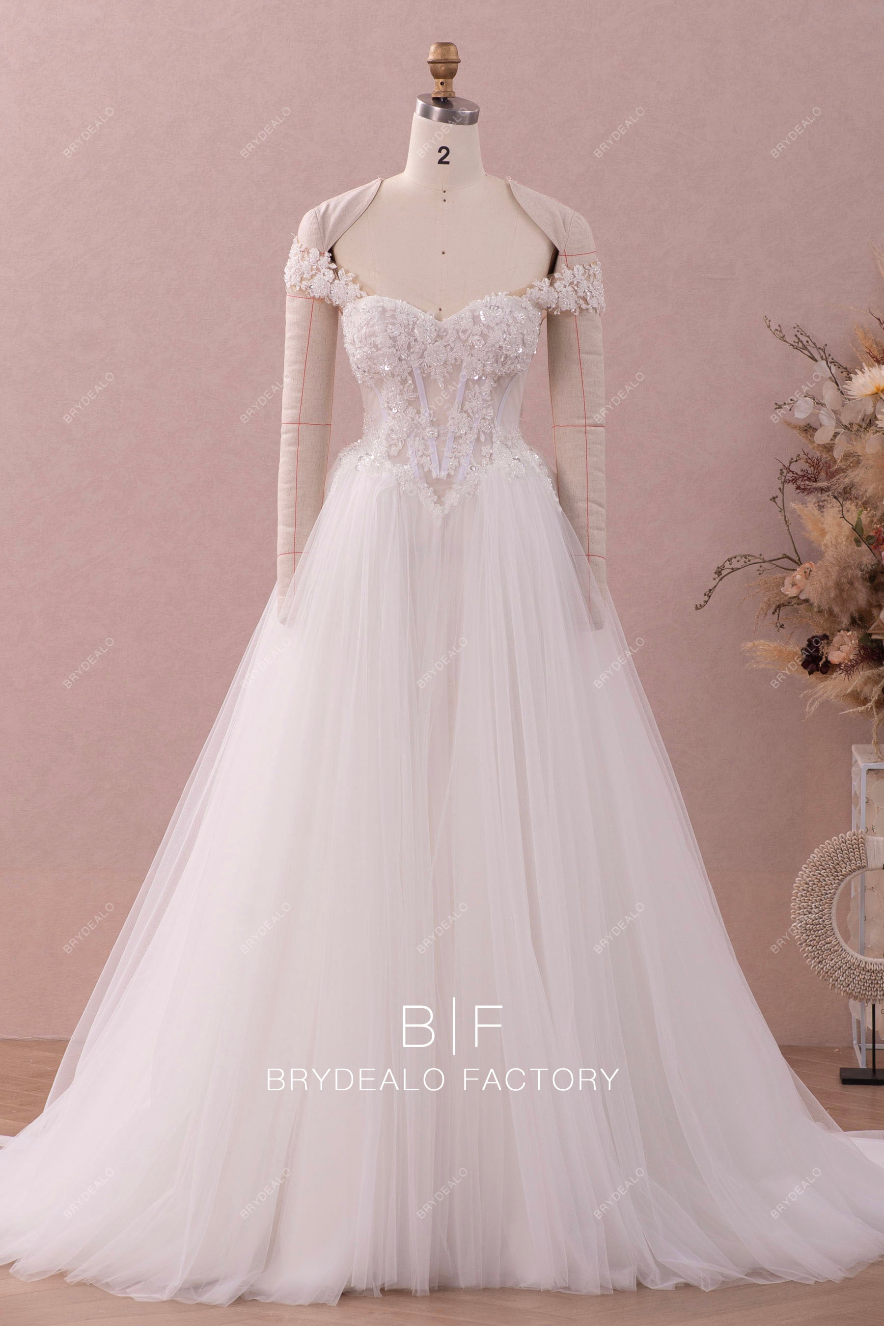 Sample Sale  Strapless Corset Lace Organza Wedding Ballgown