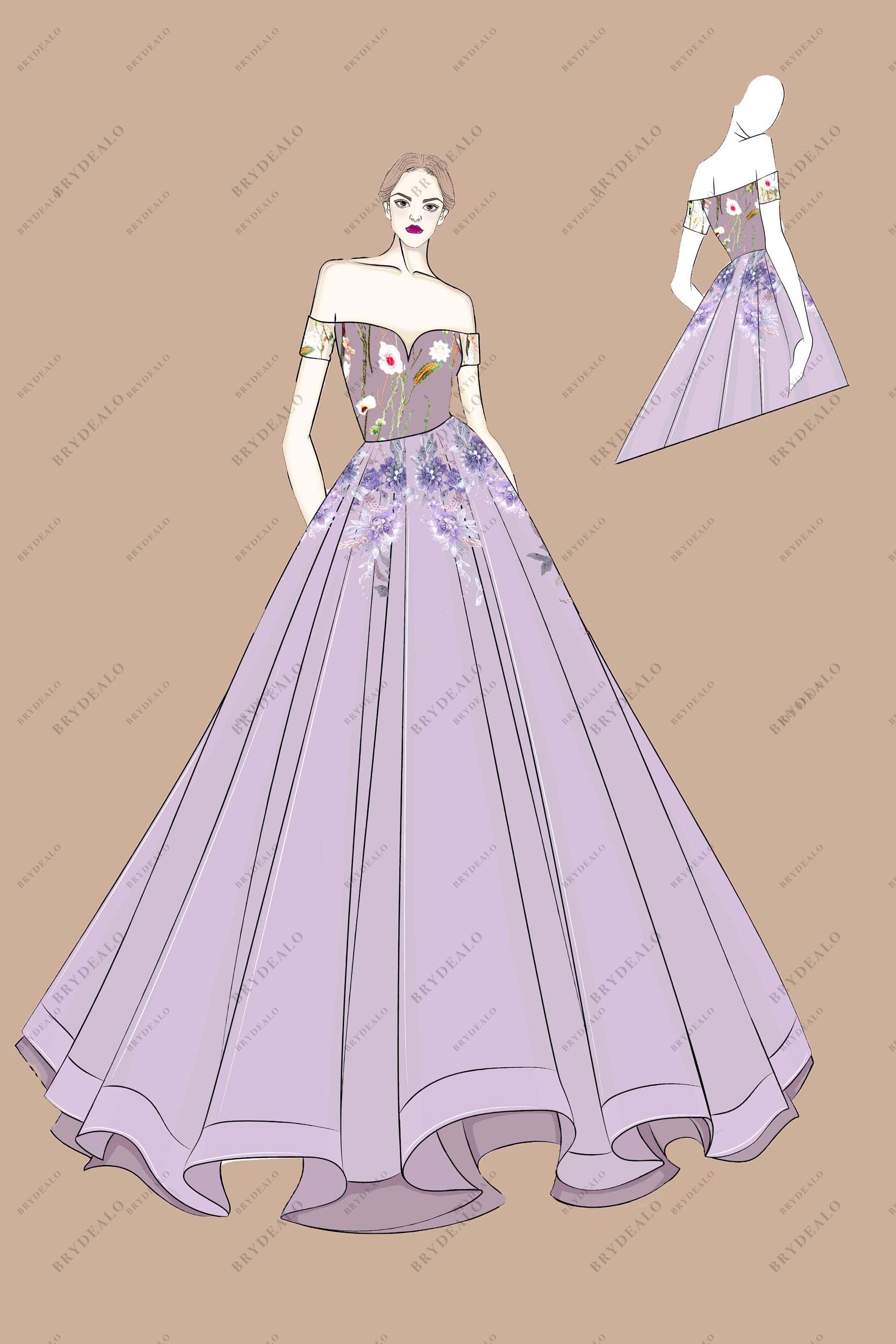 Prom Dress Clipart PNG Silver Watercolor Single Image