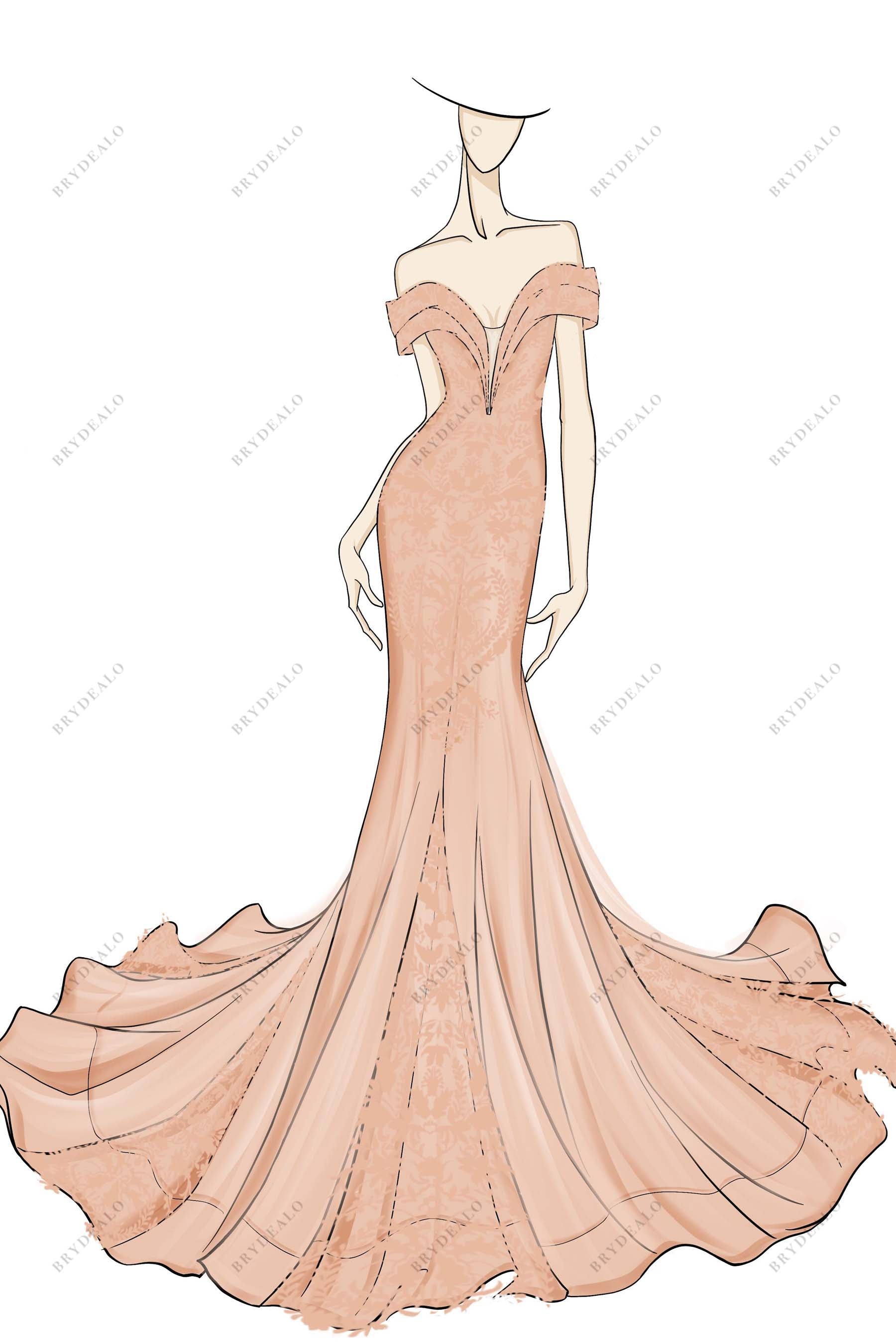 Pink party prom dress with bow. Fashion illustration for invitation card  Stock Vector | Adobe Stock