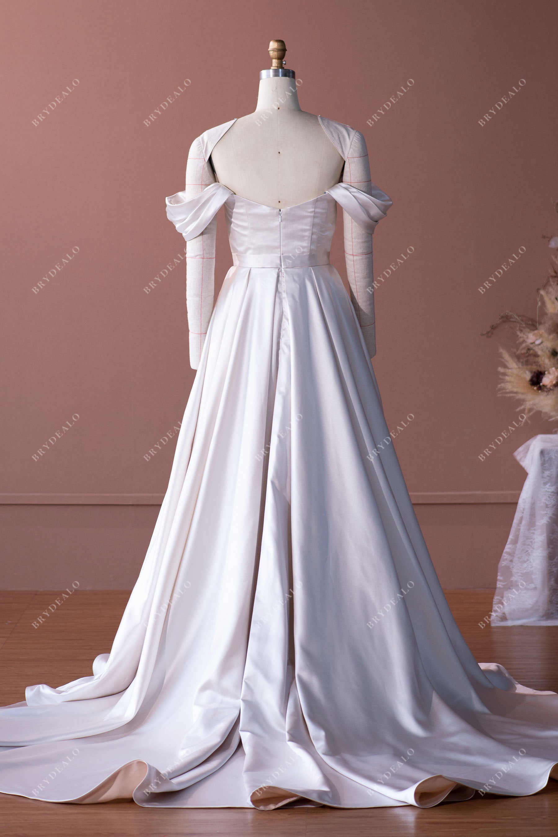 Puffy Sleeves Wedding Dress Satin Off Shoulder – Lisposa