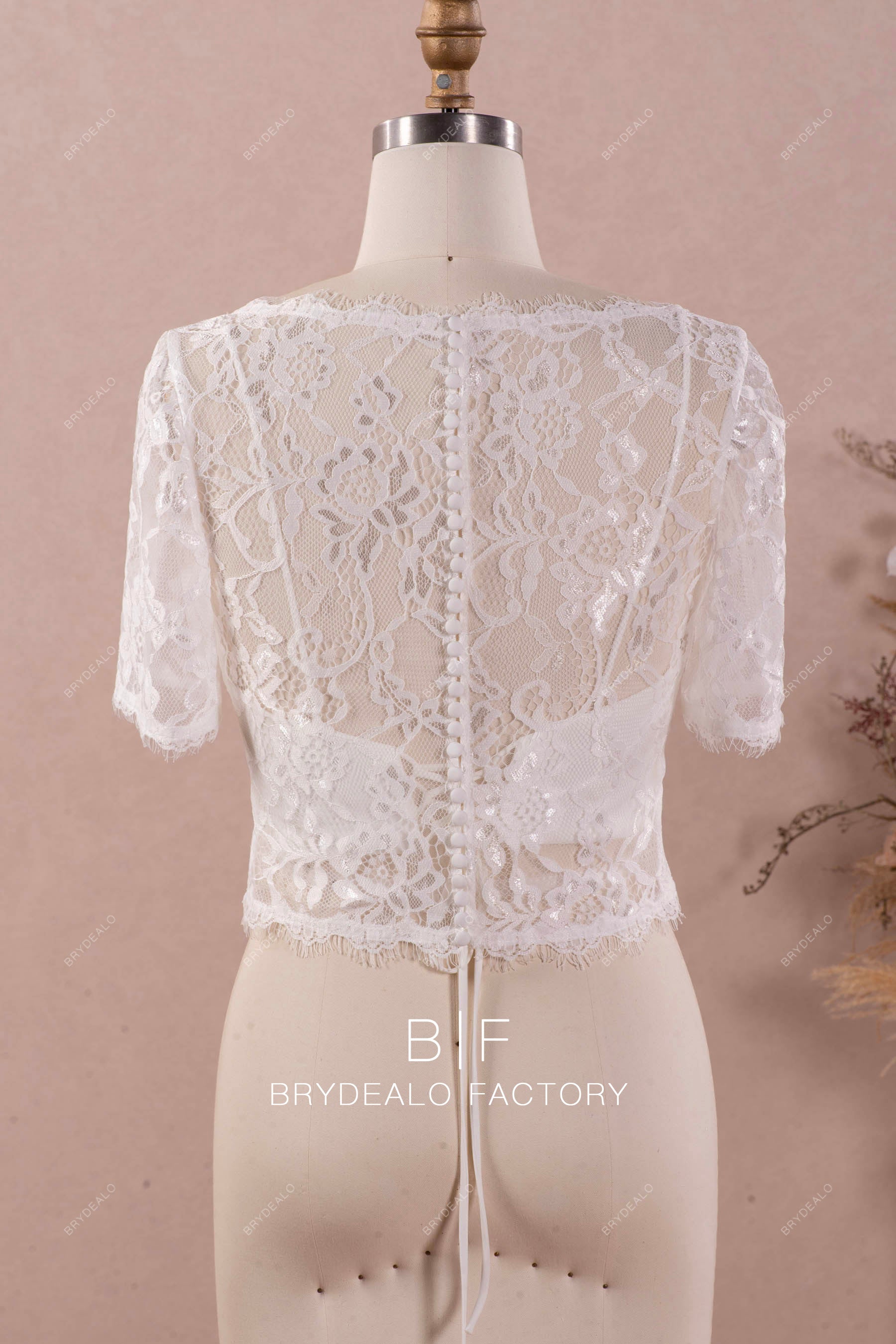 Scalloped Neck Bridal Bolero Long Sleeved Wedding Crop Top