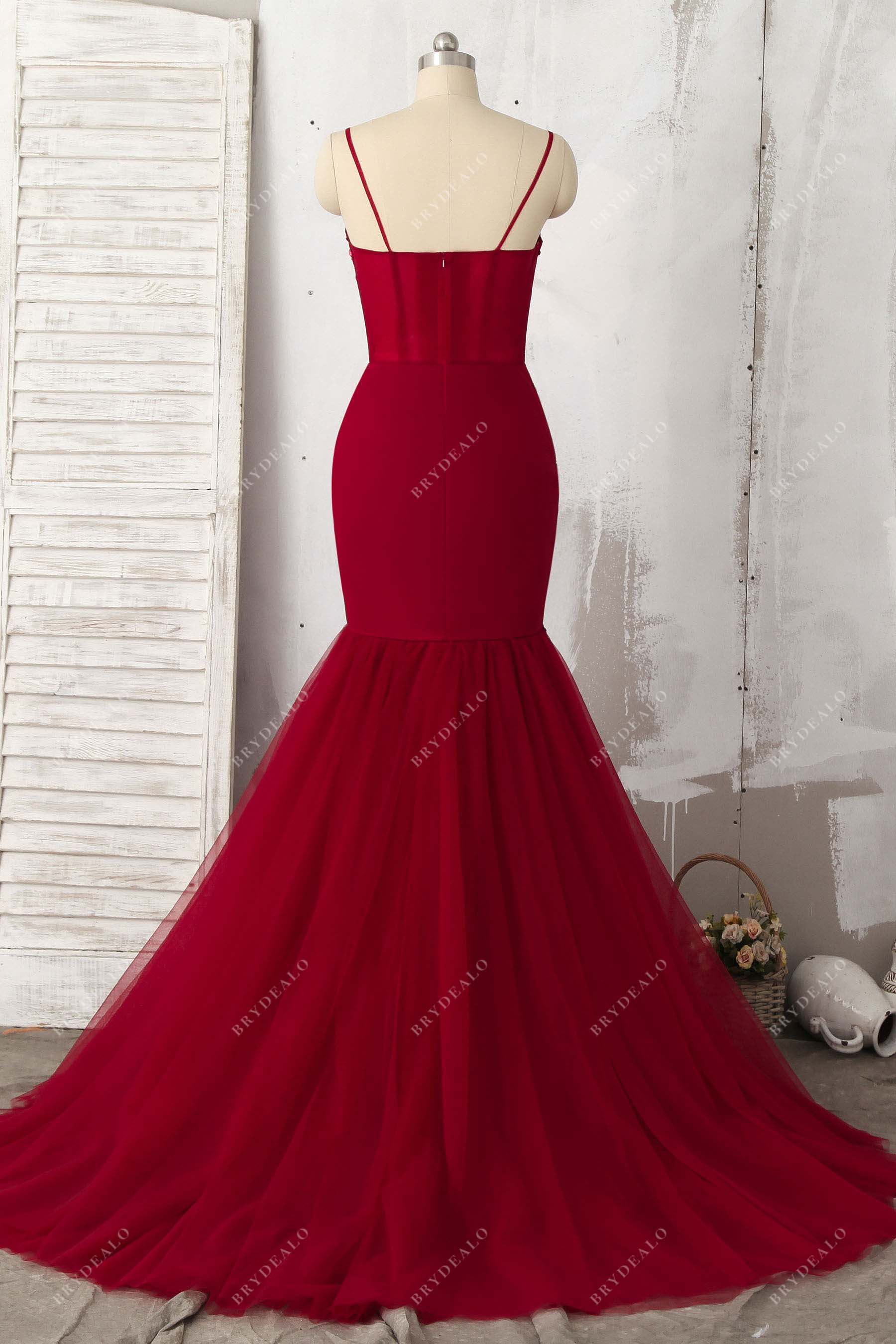 Keyhole Halter Red Sequin Trumpet Tulle Tailor Made Prom Dress