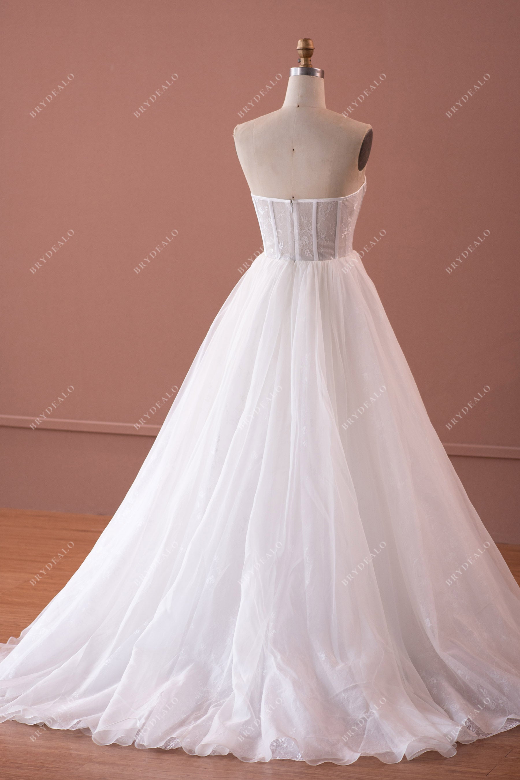 Sample Sale  Strapless Corset Lace Organza Wedding Ballgown