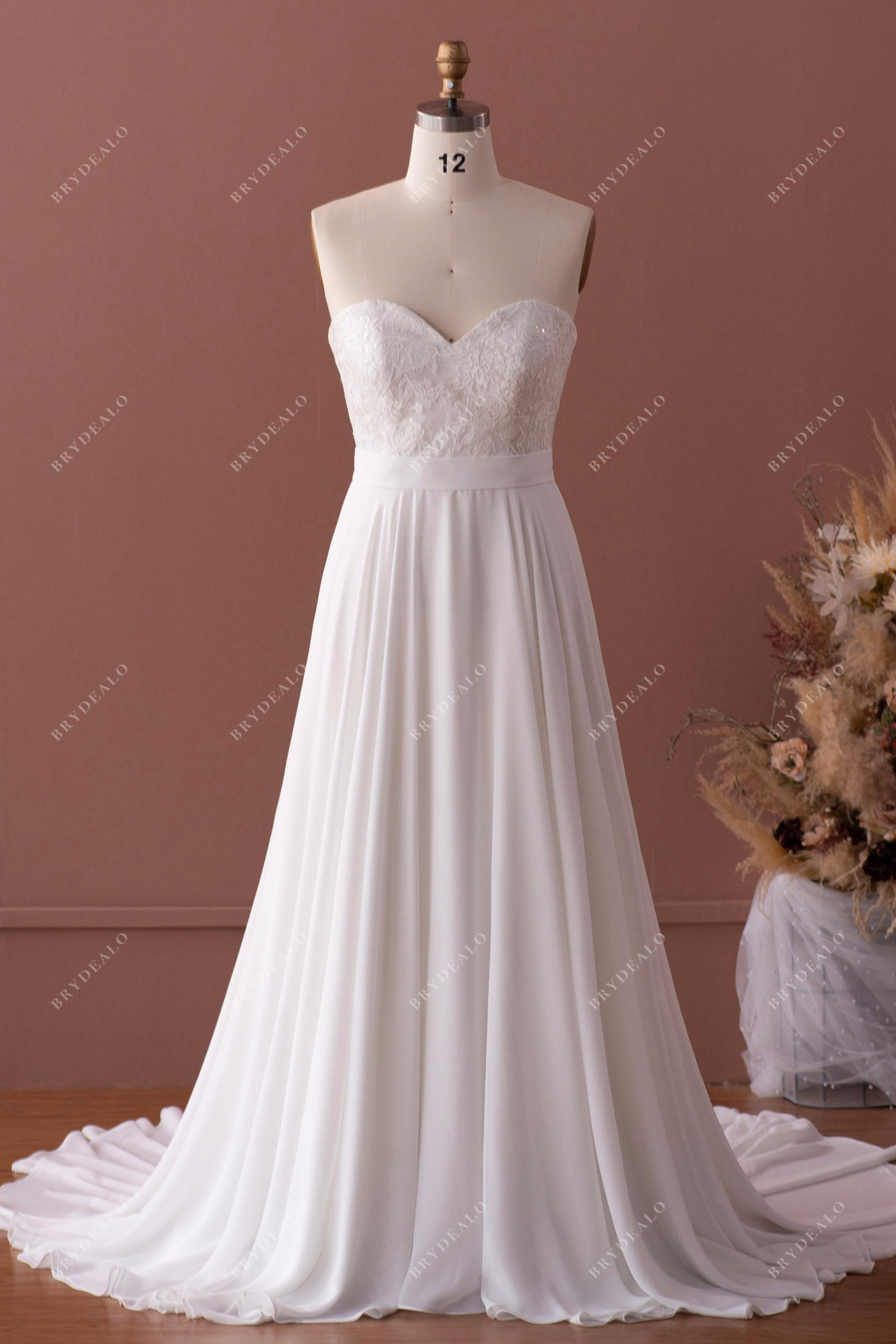 Simple Chiffon Design Wedding Dresses, A-line Lace Elegant Wedding Dre –  ClaireBridal