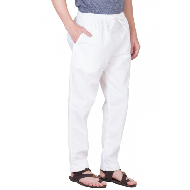 Stylish White Color Cotton Pajama For Men