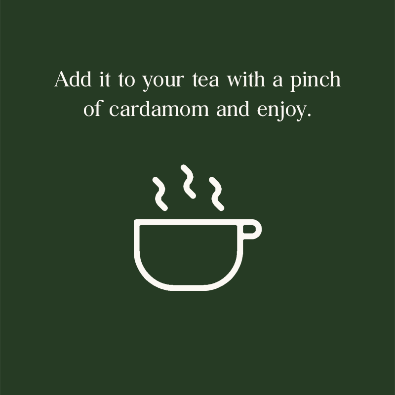 Add palm sugar crystals to your tea with a pinch of cardamom and enjoy