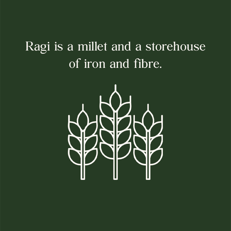 Ragi is a millet and a storehouse of iron and fiber