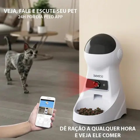 Alimentador Automático Com Câmera e App Para Cães e Gatos