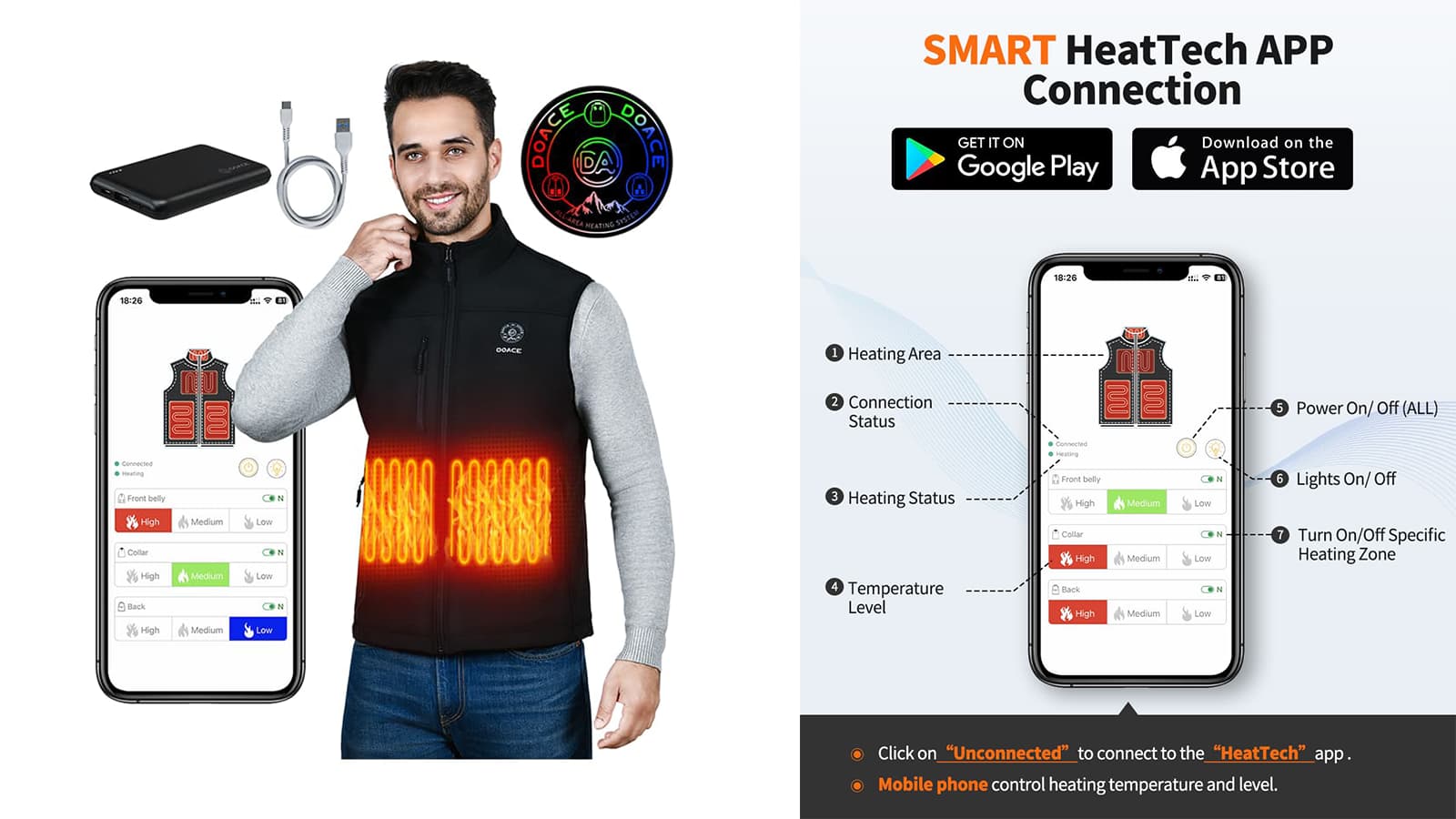 app's doace heated vest