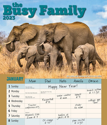 Weekly Planner with a Family of Elephants