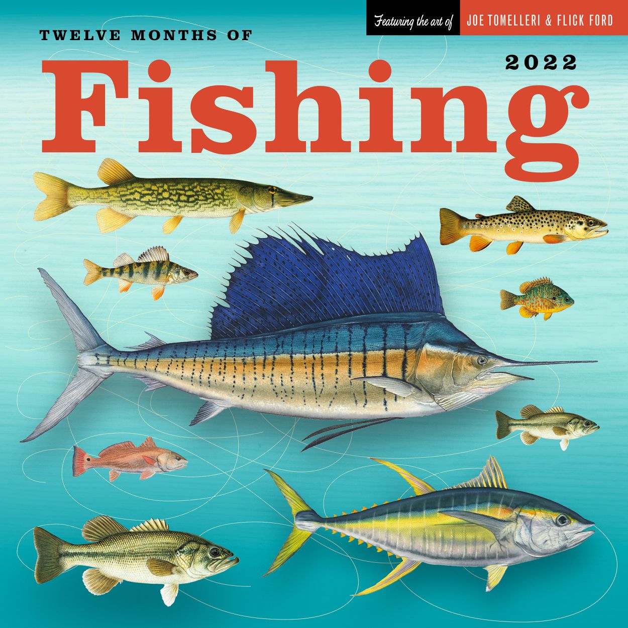 Twelve Months Of Fishing 2022 Square Wall Calendar