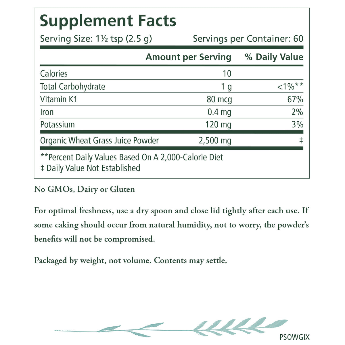 Organic Wheat Grass Juice Powder